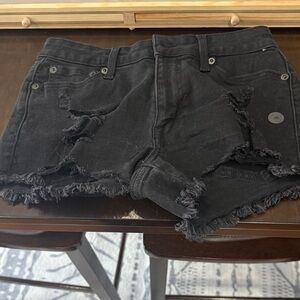 Aeropostale Black Distressed Jean Shorts
